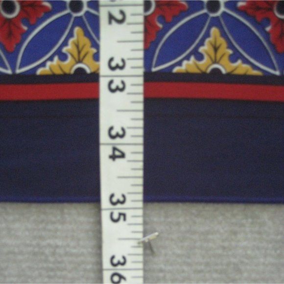 Art Still Life Scarf Square Synthetic 34 in Blue Apples Border - Picture 6 of 7